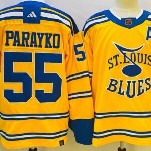 Blues 55 Colton Parayko Yellow 2022-23 Retro Men Jersey