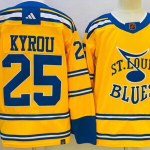 Blues 25 Jordan Kyrou Yellow 2022-23 Reverse Retro Men Jersey
