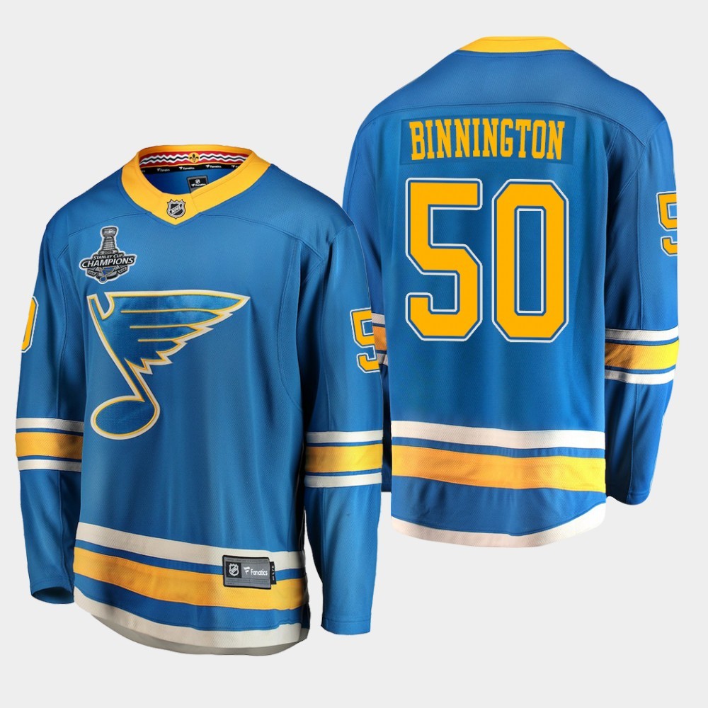 Blues Jordan Binnington 2019 Stanley Cup Champions Alternate Men Jersey