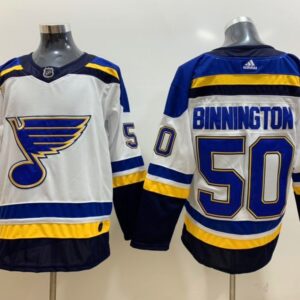 Blues 50 Jordan Binnington White Men Jersey