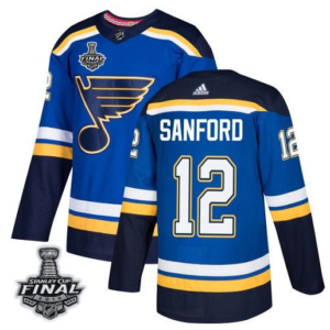 St. Louis Blues 12 Zach Sanford 2019 Stanley Cup Final Blue Men Jersey