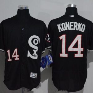 MLB White Sox 14 Paul Konerko Black Retro 2016 Flexbase Men Jersey
