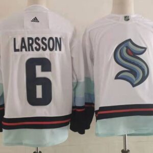 Seattle Kraken 6 Larsson White Men Jersey