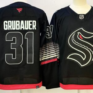 Seattle Kraken 31 Grubauer Black New Men Jersey