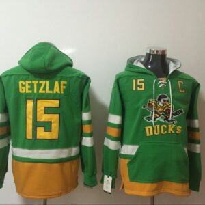 Ducks 15 Ryan Getzlaf Green All Stitched Hooded Men Sweatshirt