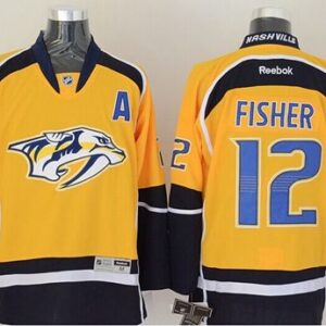 Predators 12 Mike Fisher Yellow Home Men Jersey