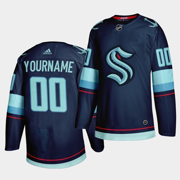 Seattle Kraken Primary Logo Navy Customized Men Jersey