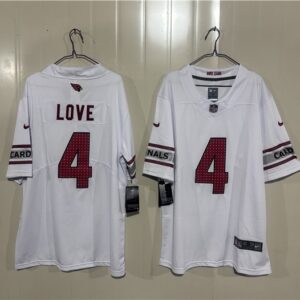 Arizona Cardinals 4 Jeremiyah Love White 2026 Draft Vapor Limited Men Jersey