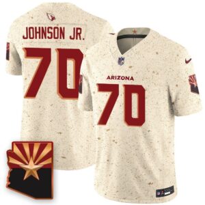 Nike Cardinals 70 Paris Johnson Jr. Cream 2025 Rivalries F.U.S.E. Vapor Limited Men Jersey