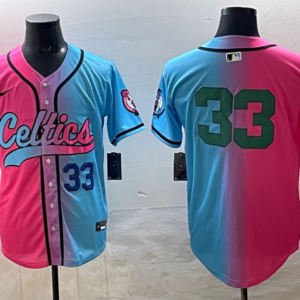 Celtics 33 Blue Pink Split Baseball Vapor Limited Men Jersey