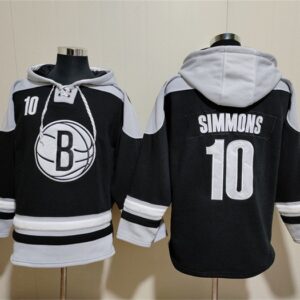 Nets 10 Ben Simmons Black Lace-Up Pullover Hoodie
