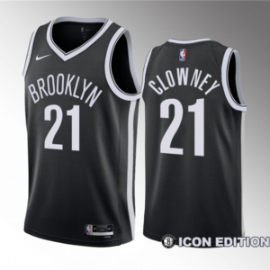 Nets 21 Noah Clowney Black 2023 Draft Icon Edition Men Jersey