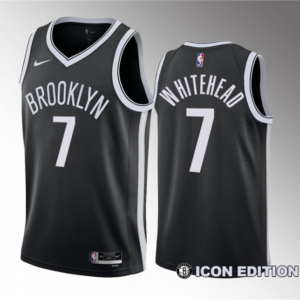Nets 7 Dariq Whitehead Black 2023 Draft Icon Edition Men Jersey
