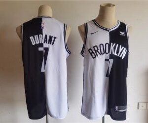 Nets 7 Kevin Durant Black White Split Basketball Men Jersey