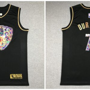 Nets 7 Kevin Durant Black Gold Diamond Men Jersey