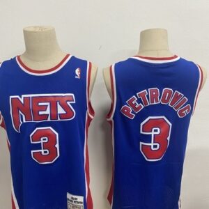 Nets 3 Drazen Petrovic Blue New Men Jersey