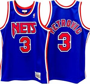 New Jersey Nets 3  Drazen Petrovic Blue Throwback Men Jersey