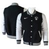 Brooklyn Nets Blank Black Grey Wool Jacket