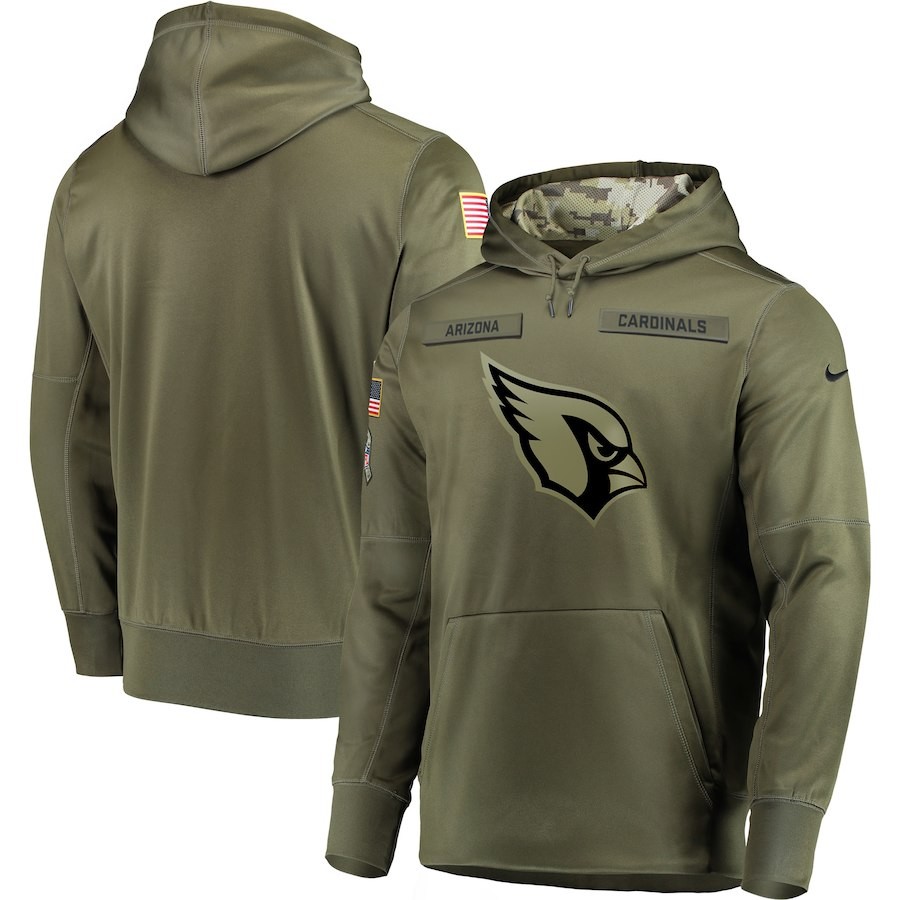 Arizona Cardinals Salute to Service Sideline Therma Performance Pullover Hoodie Olive