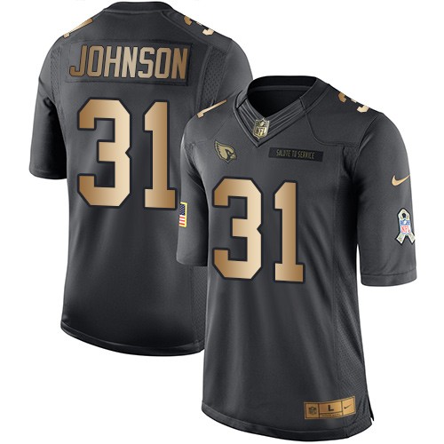 Nike Cardinals 31 David Johnson Anthracite Gold Salute to Service Limited Men Jersey