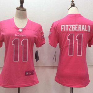 Arizona Cardinals 11 Larry Fitzgerald Pink Stitched Limited Rush Fashion Women Jersey