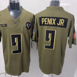 Nike Falcons 9 Penix JR Olive 2025 Salute to Service F.U.S.E. Vapor Limited Men Jersey