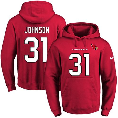 Cardinals 31 David Johnson Red Men Pullover Hoodie