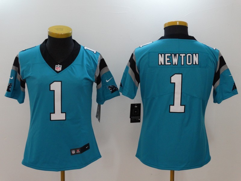 Nike Panthers 1 Cam Newton Blue Vapor Untouchable Limited Women Jersey