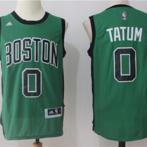Boston Celtics Jayson Tatum 0 Green with Black Number Men Jersey