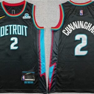 Pistons 2 Cade Cunningham Black 2025-26 City Edition Men Jersey