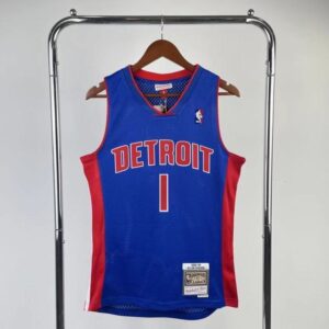 Detroit Pistons 1 Iverson Blue Throwback Men Jersey