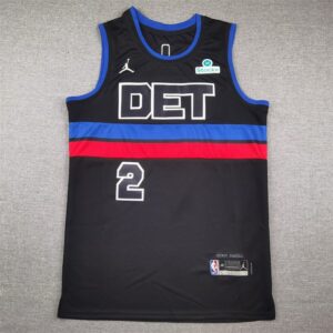 Pistons 2 Cade Cunningham Black Jordan Men Jersey