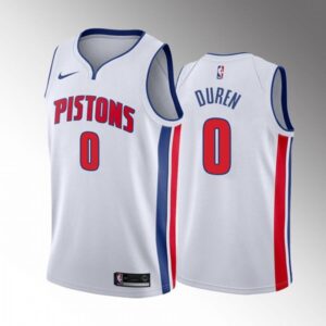Pistons 0 Jalen Duren White 2022 Draft Basketball Men Jersey