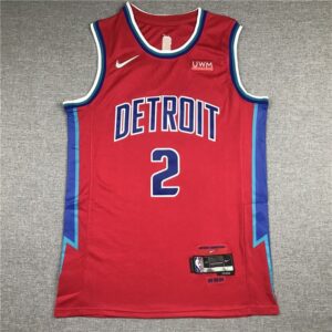 Pistons 2 Cade Cunningham Red City Men Jersey