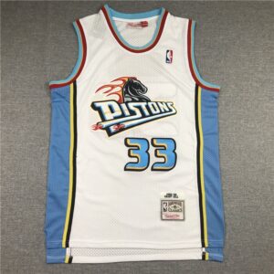Pistons 33 Grant Hill White Men Jersey