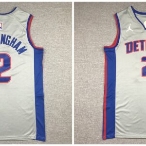 Pistons 2 Cade Cunningham Grey Jordan Men Jersey