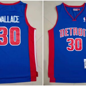 Pistons 30 WALLACE 2003-04 Blue Throwback Men Jersey