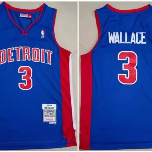 Pistons 3 Ben Wallace 2003-04 Blue Throwback Men Jersey