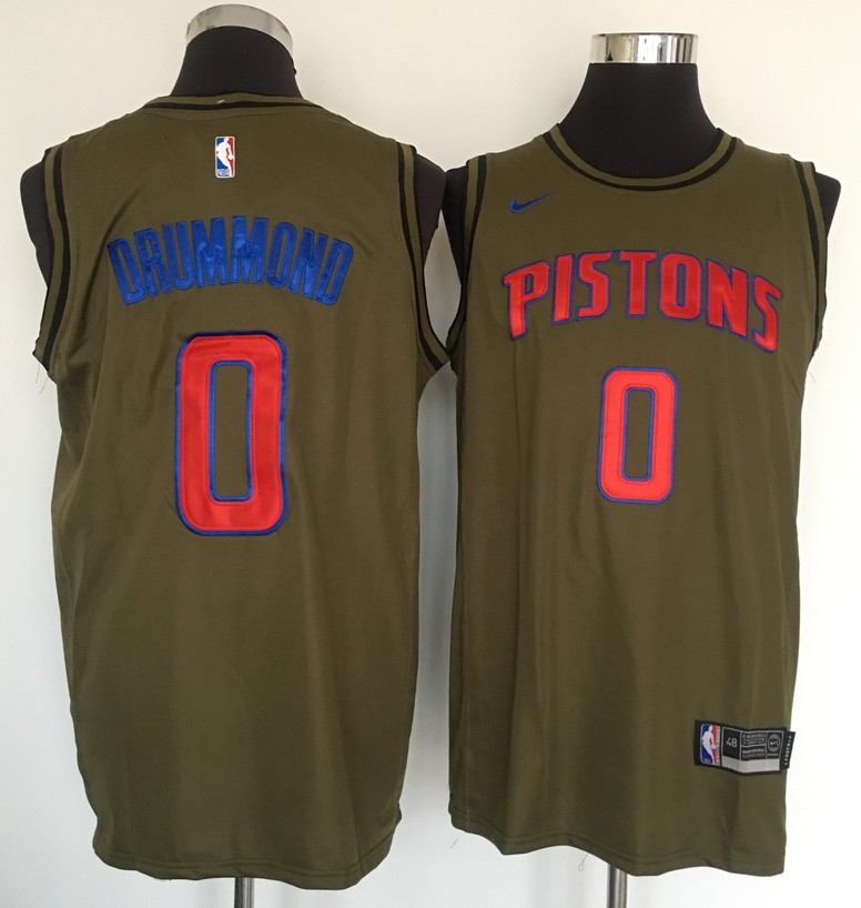 Pistons 0 Andre Drummond Olive Swingman Men Jersey