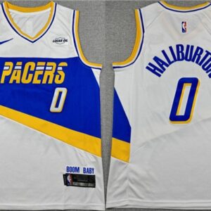 Pacers 0 Tyrese Haliburton White 2025 26 City Edition Men Jersey