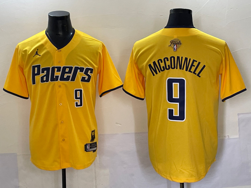 Pacers 9 T.J. McConnell Yellow Finals Baseball Vapor Limited Men Jersey