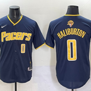 Pacers 0 Haliburton Navy Finals Baseball Vapor Limited Men Jersey