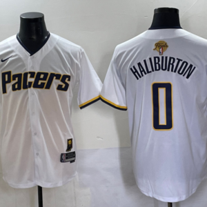 Pacers 0 Haliburton White Finals Baseball Vapor Limited Men Jersey