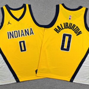 Pacers 0 Haliburton Yewllo City Jordan Youth Jersey