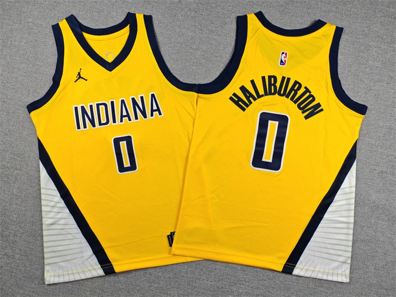 Pacers 0 Haliburton Yewllo City Jordan Youth Jersey