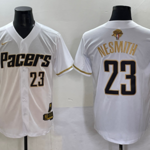 Pacers 23 Aaron Nesmith White Gold Finals Baseball Vapor Limited Men Jersey