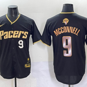 Pacers 9 T.J. McConnell Black Finals Baseball Vapor Limited Men Jersey