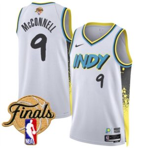 Pacers 9 T.J. McConnell White City 2025 Finals Men Jersey