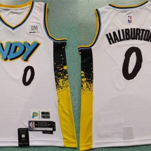 Pacers 0 Tyrese Haliburton White 2024-25 City Men Jersey