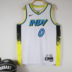Pacers 0 Tyrese Haliburton White Men Jersey